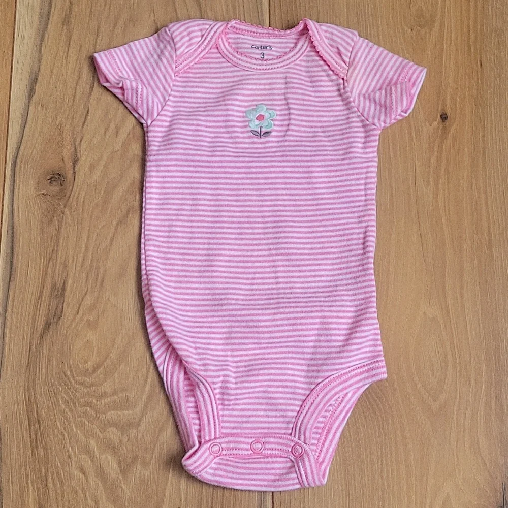 *3/$15* Carter's 3M Baby Girl Short Sleeve Bodysuits 4pcs